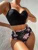 Leaf Floral Bikini Set Women Backless High-Waist Two Pieces Swimwear Beach Bathing Suits Swimsuits Women's Ruffle Bandage Bikini High Waist Bottoms Two Piece Swimsuits by Stevvex
