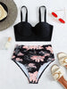 Leaf Floral Bikini Set Women Backless High-Waist Two Pieces Swimwear Beach Bathing Suits Swimsuits Women's Ruffle Bandage Bikini High Waist Bottoms Two Piece Swimsuits by Stevvex