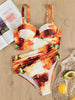 Leaf Floral Bikini Set Women Backless High-Waist Two Pieces Swimwear Beach Bathing Suits Swimsuits Women's Ruffle Bandage Bikini High Waist Bottoms Two Piece Swimsuits by Stevvex