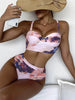 Leaf Floral Bikini Set Women Backless High-Waist Two Pieces Swimwear Beach Bathing Suits Swimsuits Women's Ruffle Bandage Bikini High Waist Bottoms Two Piece Swimsuits by Stevvex