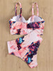 Leaf Floral Bikini Set Women Backless High-Waist Two Pieces Swimwear Beach Bathing Suits Swimsuits Women's Ruffle Bandage Bikini High Waist Bottoms Two Piece Swimsuits by Stevvex