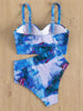 Leaf Floral Bikini Set Women Backless High-Waist Two Pieces Swimwear Beach Bathing Suits Swimsuits Women's Ruffle Bandage Bikini High Waist Bottoms Two Piece Swimsuits by Stevvex