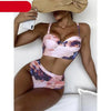 Leaf Floral Bikini Set Women Backless High-Waist Two Pieces Swimwear Beach Bathing Suits Swimsuits Women's Ruffle Bandage Bikini High Waist Bottoms Two Piece Swimsuits by Stevvex