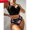 Leaf Floral Bikini Set Women Backless High-Waist Two Pieces Swimwear Beach Bathing Suits Swimsuits Women's Ruffle Bandage Bikini High Waist Bottoms Two Piece Swimsuits by Stevvex