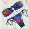 Bikinis Micro Adjustable Swimwear Women Summer Bikini Set Modern Colorful Print Beach Wear Women's Comfortable Swimsuit Knotted String Triangle Bikini Tie Side High Cut Bikini Set by Stevvex