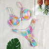 Bikinis Micro Adjustable Swimwear Women Summer Bikini Set Modern Colorful Print Beach Wear Women's Comfortable Swimsuit Knotted String Triangle Bikini Tie Side High Cut Bikini Set by Stevvex