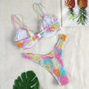Bikinis Micro Adjustable Swimwear Women Summer Bikini Set Modern Colorful Print Beach Wear Women's Comfortable Swimsuit Knotted String Triangle Bikini Tie Side High Cut Bikini Set by Stevvex