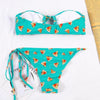 Bikinis Micro Adjustable Swimwear Women Summer Bikini Set Modern Colorful Print Beach Wear Women's Comfortable Swimsuit Knotted String Triangle Bikini Tie Side High Cut Bikini Set by Stevvex