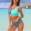 Women Bikini Set Leopard Swimwear Women High Waist String Floral Printed 2 Piece Bathing Suits Women Patchwork Swimsuits Push Up Printed Bikinis Buckle Front Beach Wear by Stevvex