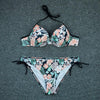 Bikini Push Up New Swimwear Women Print Floral Bikinis Set Swimsuit Bathing Suit Two Piece Summer Beach Wear Floral Leaf Print Bikini Set Padded Lace Up Straps Bikini Beach Swimsuit by Stevvex