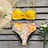 Bikini Swimsuit Women Swimwear Push Up Bikinis Set Leaf Print Female High Waist Swimming Suits For Bathing Suit Women Swimsuit Floral Print Bathing Suit Twist Front High Waist Bikini Set by Stevvex