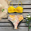 Bikini Swimsuit Women Swimwear Push Up Bikinis Set Leaf Print Female High Waist Swimming Suits For Bathing Suit Women Swimsuit Floral Print Bathing Suit Twist Front High Waist Bikini Set by Stevvex