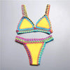 Handmade Women Bikini Crochet Knit Swimwear Halter Patchwork Bathing Suit Women's Swimsuit Strappy Side 2 Piece Bikini Set Triangle Beach Swimwear by Stevvex