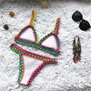 Handmade Women Bikini Crochet Knit Swimwear Halter Patchwork Bathing Suit Women's Swimsuit Strappy Side 2 Piece Bikini Set Triangle Beach Swimwear by Stevvex