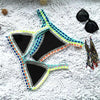 Handmade Women Bikini Crochet Knit Swimwear Halter Patchwork Bathing Suit Women's Swimsuit Strappy Side 2 Piece Bikini Set Triangle Beach Swimwear by Stevvex
