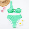 Women One-Shoulder Bikini Swimsuit Women Push Up Swimwear Women's Bathing Suit Comfortable Bikini Ribbed Two Piece Swimsuit Bikini Set Summer Bathing Suit Beach Wear Swimming Suit by Stevvex