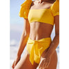 Bikini New 2 Piece Women Swimsuit Women's High Waist Bikini Set Fashion Puff Sleeve Swimwear Set Bathing Suits Solid Color Short Puff Sleeve Summer High Waist Cut Backless Bathing Suit Beachwear by Stevvex