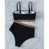 Bikini New 2 Piece Women Swimsuit Women's High Waist Bikini Set Fashion Puff Sleeve Swimwear Set Bathing Suits Solid Color Short Puff Sleeve Summer High Waist Cut Backless Bathing Suit Beachwear by Stevvex