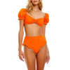 Bikini New 2 Piece Women Swimsuit Women's High Waist Bikini Set Fashion Puff Sleeve Swimwear Set Bathing Suits Solid Color Short Puff Sleeve Summer High Waist Cut Backless Bathing Suit Beachwear by Stevvex