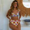 Bikini Female Swimsuit Women Swimwear Push Up Bikinis Set High Waist Swimming Suits Two Piece Set Women Swimsuit Solid Printed Bikini Push-Up Pad Swimwear Set Beachwear Ruffled Bathing Suit by Stevvex
