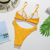 Bikini Swimwear Women Green Swimsuits Bathing Suit Beachwear Women's Ribbed Braided String Bikini Lace Up Swimsuit Square Collar High Cut Bathing Suit by Stevvex