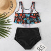 Women High Waist Bikini Plus Size Swimwear Summer Swimsuit Beach Bathing Suit Ruffle Bikini Floral Printed Ruffle High Waist Bikini Set Women's Tummy Control Bathing Suit Swimsuit Flounce Peplum by Stevvex