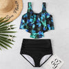 Women High Waist Bikini Plus Size Swimwear Summer Swimsuit Beach Bathing Suit Ruffle Bikini Floral Printed Ruffle High Waist Bikini Set Women's Tummy Control Bathing Suit Swimsuit Flounce Peplum by Stevvex