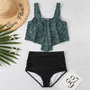 Women High Waist Bikini Plus Size Swimwear Summer Swimsuit Beach Bathing Suit Ruffle Bikini Floral Printed Ruffle High Waist Bikini Set Women's Tummy Control Bathing Suit Swimsuit Flounce Peplum by Stevvex