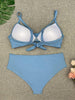 Bikini Swimwear Women High Waist Swimsuit Solid Color Bikini Set Women's Push Up Underwire Top Bottom Bikini Bathing Swimsuits Beach Wear Padded Push Up Bikini Set Female by Stevvex
