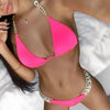 Shiny Diamond Bikini Push Up Halter Swimsuit Female Crystal Swimwear Women Bathing Suit New Women's Crystal Diamond Swimsuit High Cut Bikini Set Straps Two Piece Bathing Suit by Stevvex