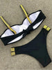 Bikini Sets Solid Color Swimsuit Mid-Waist Gather Cup Bikinis Women Swimwear Female Bathing Suits Beach wear Two Piece Swimsuits Triangle Bikini swimsuits for Women by Stevvex
