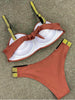 Bikini Sets Solid Color Swimsuit Mid-Waist Gather Cup Bikinis Women Swimwear Female Bathing Suits Beach wear Two Piece Swimsuits Triangle Bikini swimsuits for Women by Stevvex