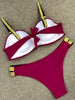 Bikini Sets Solid Color Swimsuit Mid-Waist Gather Cup Bikinis Women Swimwear Female Bathing Suits Beach wear Two Piece Swimsuits Triangle Bikini swimsuits for Women by Stevvex