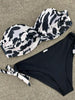 Bikini Sets Solid Color Swimsuit Mid-Waist Gather Cup Bikinis Women Swimwear Female Bathing Suits Beach wear Two Piece Swimsuits Triangle Bikini swimsuits for Women by Stevvex