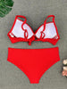 Bikini Sets Solid Color Swimsuit Mid-Waist Gather Cup Bikinis Women Swimwear Female Bathing Suits Beach wear Two Piece Swimsuits Triangle Bikini swimsuits for Women by Stevvex