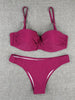 Bikini Sets Solid Color Swimsuit Mid-Waist Gather Cup Bikinis Women Swimwear Female Bathing Suits Beach wear Two Piece Swimsuits Triangle Bikini swimsuits for Women by Stevvex