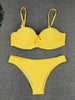 Bikini Sets Solid Color Swimsuit Mid-Waist Gather Cup Bikinis Women Swimwear Female Bathing Suits Beach wear Two Piece Swimsuits Triangle Bikini swimsuits for Women by Stevvex
