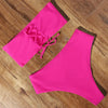 Bandage Bikini Swimwear Women Swimsuit High Waist Bikini Set Bathing Suit Push Up Women's Spaghetti Strap Bandeau Lace Up High Waist 2PCS Bikini Set by Stevvex