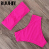 Bandage Bikini Swimwear Women Swimsuit High Waist Bikini Set Bathing Suit Push Up Women's Spaghetti Strap Bandeau Lace Up High Waist 2PCS Bikini Set by Stevvex