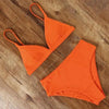 Bikini Swimwear Swimsuit Women Solid Bathing Suit Bikini Set With Pad Female High Waist Beachwear Women Bikini Swimsuits 2 Piece Deep V Neck Swimwear Adjustable Strap Back Bathing Suits by Stevvex