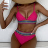 Bikini Swimwear Swimsuit Women Solid Bathing Suit Bikini Set With Pad Female High Waist Beachwear Women Bikini Swimsuits 2 Piece Deep V Neck Swimwear Adjustable Strap Back Bathing Suits by Stevvex