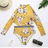 Surfing Swimsuit For Women Bikini Long Sleeve Swimwear Tiger Print Push Up Summer Bath Suit Two Piece Surfing Rash Guard Bikini Long Sleeve Swimsuit Set by Stevvex