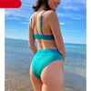 High Waist Bikinis Ribbed Swimwear Women Push Up Swimsuits Women's Scoop Neck Swimsuits High Waist Bikini Sets 2 Piece Bathing Suit Solid Strap Bathing Suit Female Set by Stevvex
