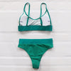 High Waist Bikinis Ribbed Swimwear Women Push Up Swimsuits Women's Scoop Neck Swimsuits High Waist Bikini Sets 2 Piece Bathing Suit Solid Strap Bathing Suit Female Set by Stevvex