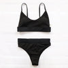 High Waist Bikinis Ribbed Swimwear Women Push Up Swimsuits Women's Scoop Neck Swimsuits High Waist Bikini Sets 2 Piece Bathing Suit Solid Strap Bathing Suit Female Set by Stevvex