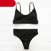 High Waist Bikinis Ribbed Swimwear Women Push Up Swimsuits Women's Scoop Neck Swimsuits High Waist Bikini Sets 2 Piece Bathing Suit Solid Strap Bathing Suit Female Set by Stevvex