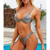 Neon V-bar Underwired Bikini Female Ribbed Swimsuit Women Swimwear Two-pieces Bikini set Push up Bathing Suit by Stevvex