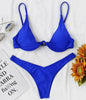 Neon V-bar Underwired Bikini Female Ribbed Swimsuit Women Swimwear Two-pieces Bikini set Push up Bathing Suit by Stevvex