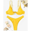 Neon V-bar Underwired Bikini Female Ribbed Swimsuit Women Swimwear Two-pieces Bikini set Push up Bathing Suit by Stevvex