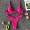 Neon V-bar Underwired Bikini Female Ribbed Swimsuit Women Swimwear Two-pieces Bikini set Push up Bathing Suit by Stevvex